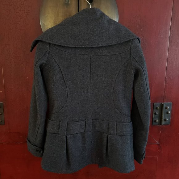 H&M Dark Grey Wool-Blend Pea Coat - Size 4 - Picture 4 of 11